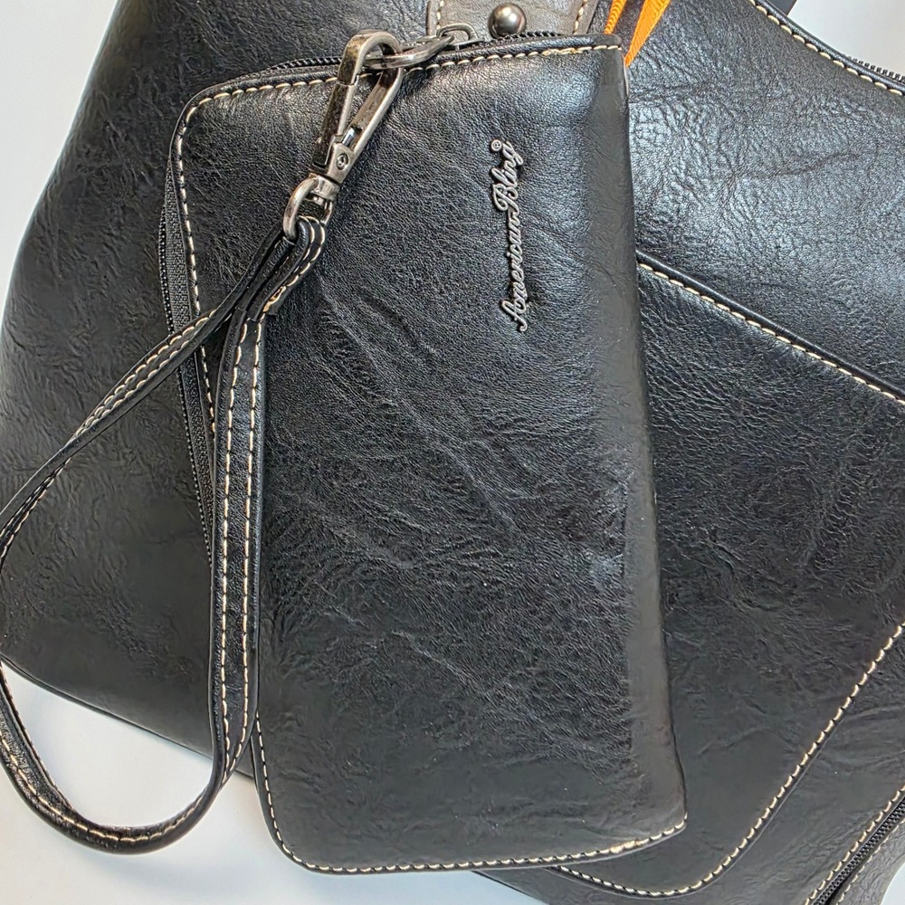 American Bling Black Western Paisley Handbag and Wallet 2-Piece Set AB-G7706WBK - Picture 7 of 13